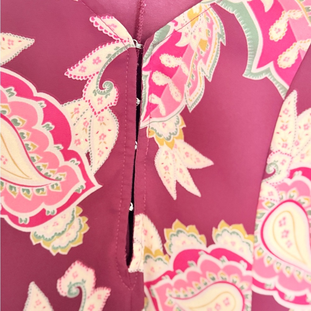 Show Me Your Mumu V-Neck Tie Back Paisley Romper Vino Vine Long Sleeve | Small - Picture 8 of 9